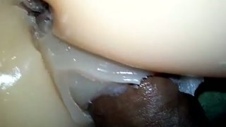 Big black dick drills my tight pussy doggystyle and fills with massive creampie 
