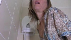 Kinky pee loving housewife gets a piss and a fuck on a toilet 